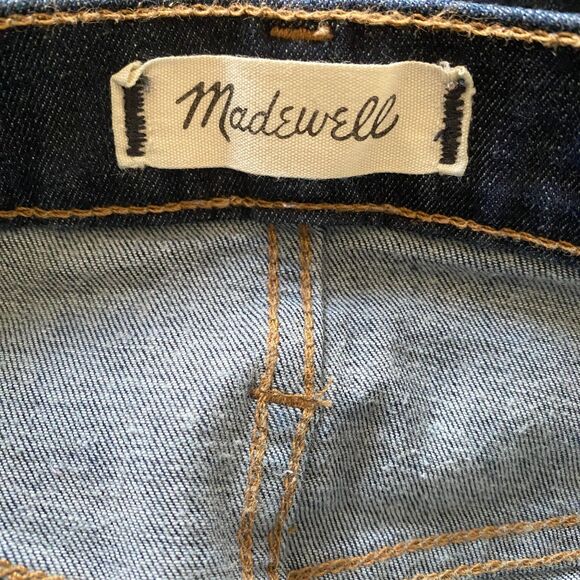 Madewell 10-Inch High Rise Skinny Dark Wash Jeans with Raw Hem Zip Fly Sz 25 - Picture 5 of 13